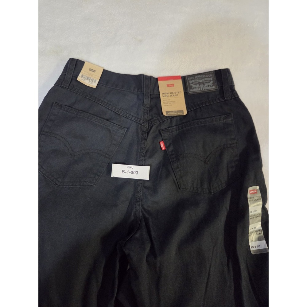 NEW Levis Jeans Womens 29 Dark Black Denim Pants High Waisted Mom Tapered Leg